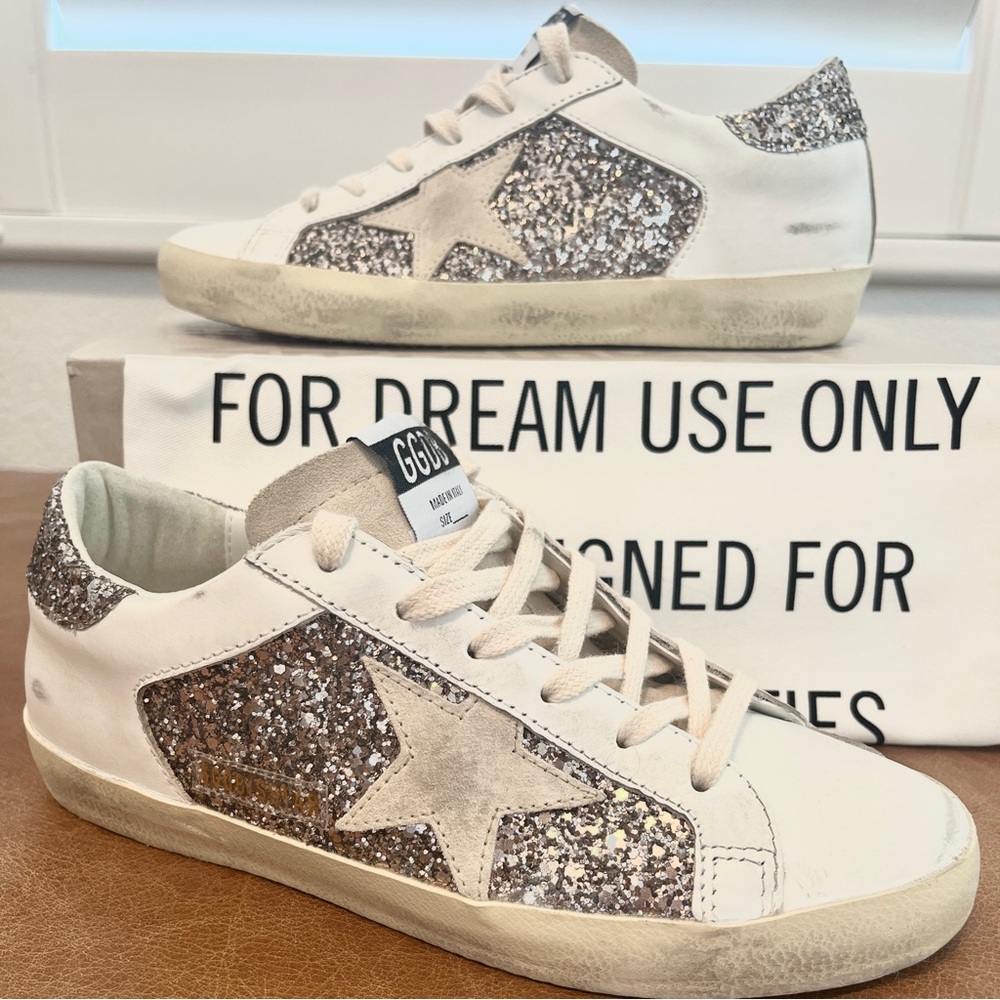 Authentic GGDB Superstar Glitter White & Seed Pearl Size 38